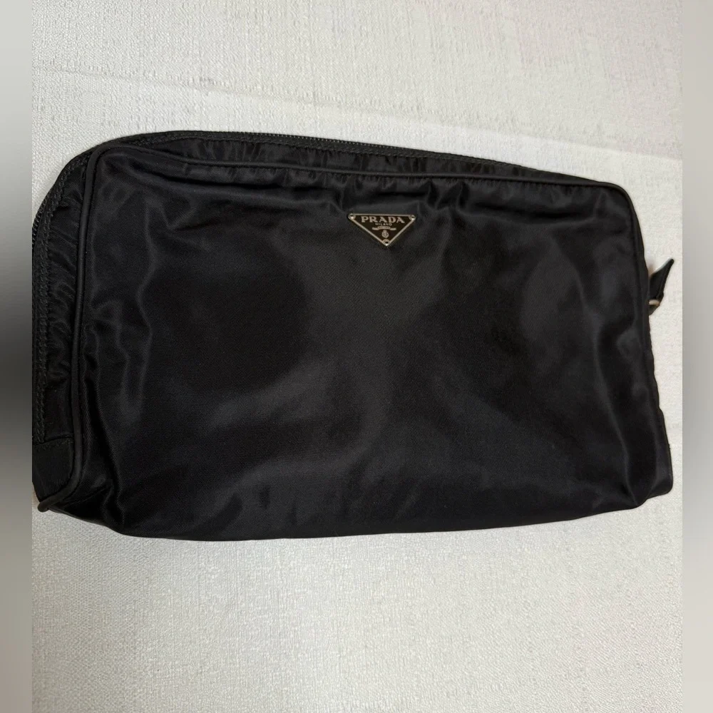 Prada Nylon Pouch Cosmetic Case Black Made in Italy - Picture 8 of 11